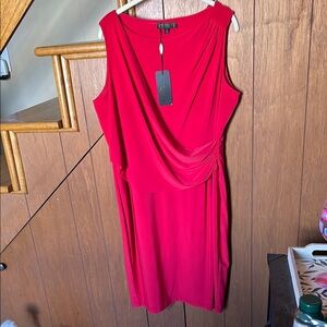 Picadilly Fashion Red Sleeveless Cowl Neck Sheath Midi Dress